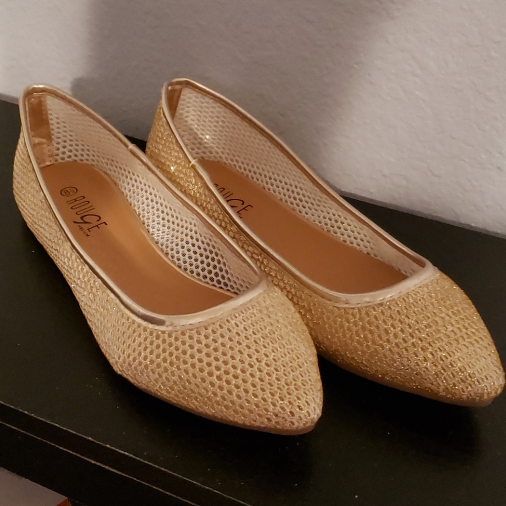 Gold glitter flats